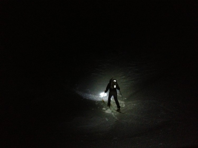 Ski up in the dark