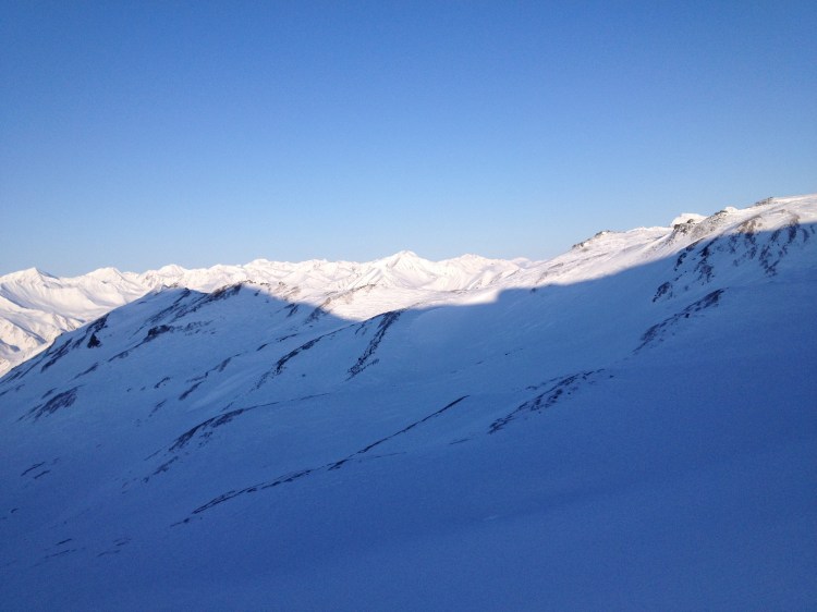 What a glorious morning.  You can just barely see Mount Shand, Mount Moffit, and Mount McGinnis popping up over the ridge on the right